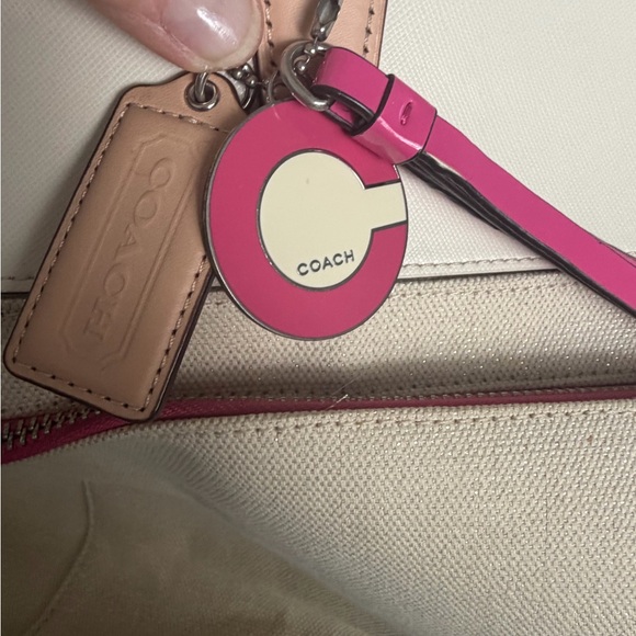 Coach Beige and Pink Canvas/leather Weekender Tote 20x15 Includes Triple hangtag - Picture 5 of 15